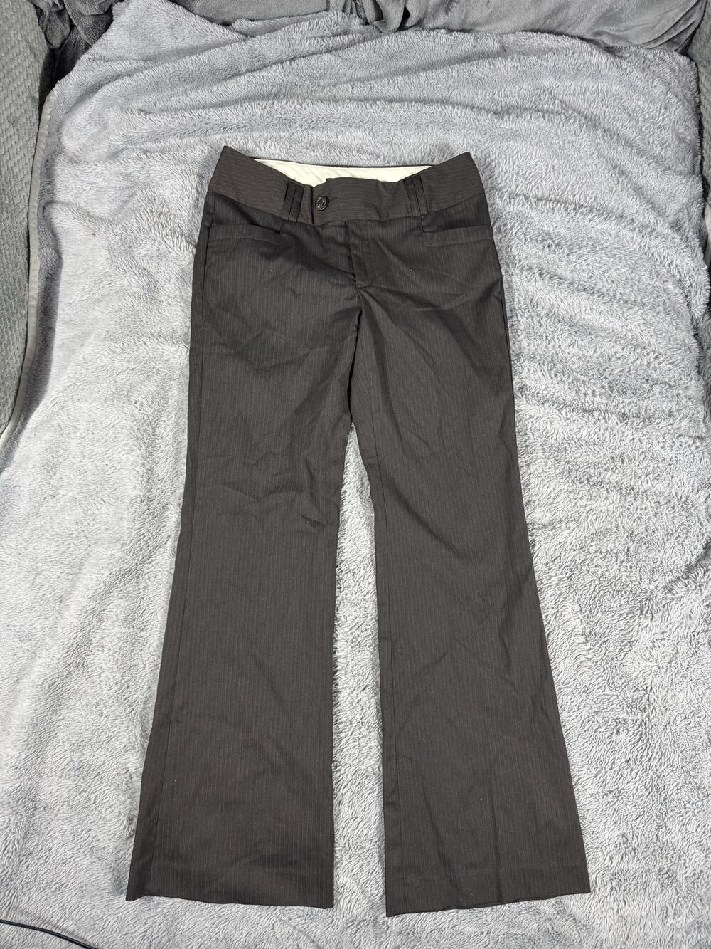 Banana Republic Dress Pants Womens 6 Brown Pinstripe Flat Front Twill Workwear